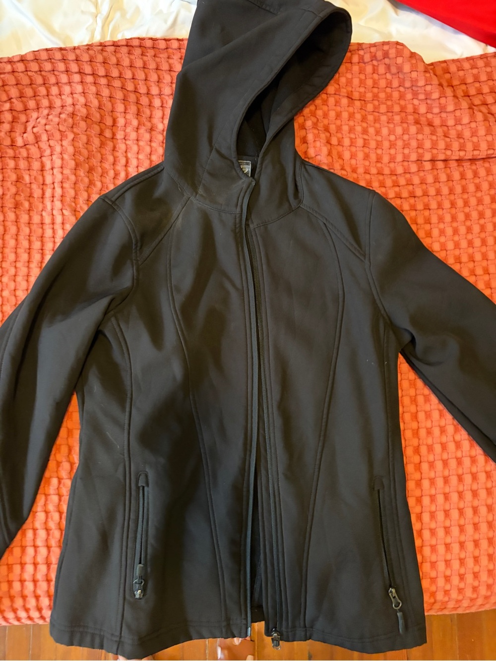 Women's Black Hooded Utility Jacket - Zip Front